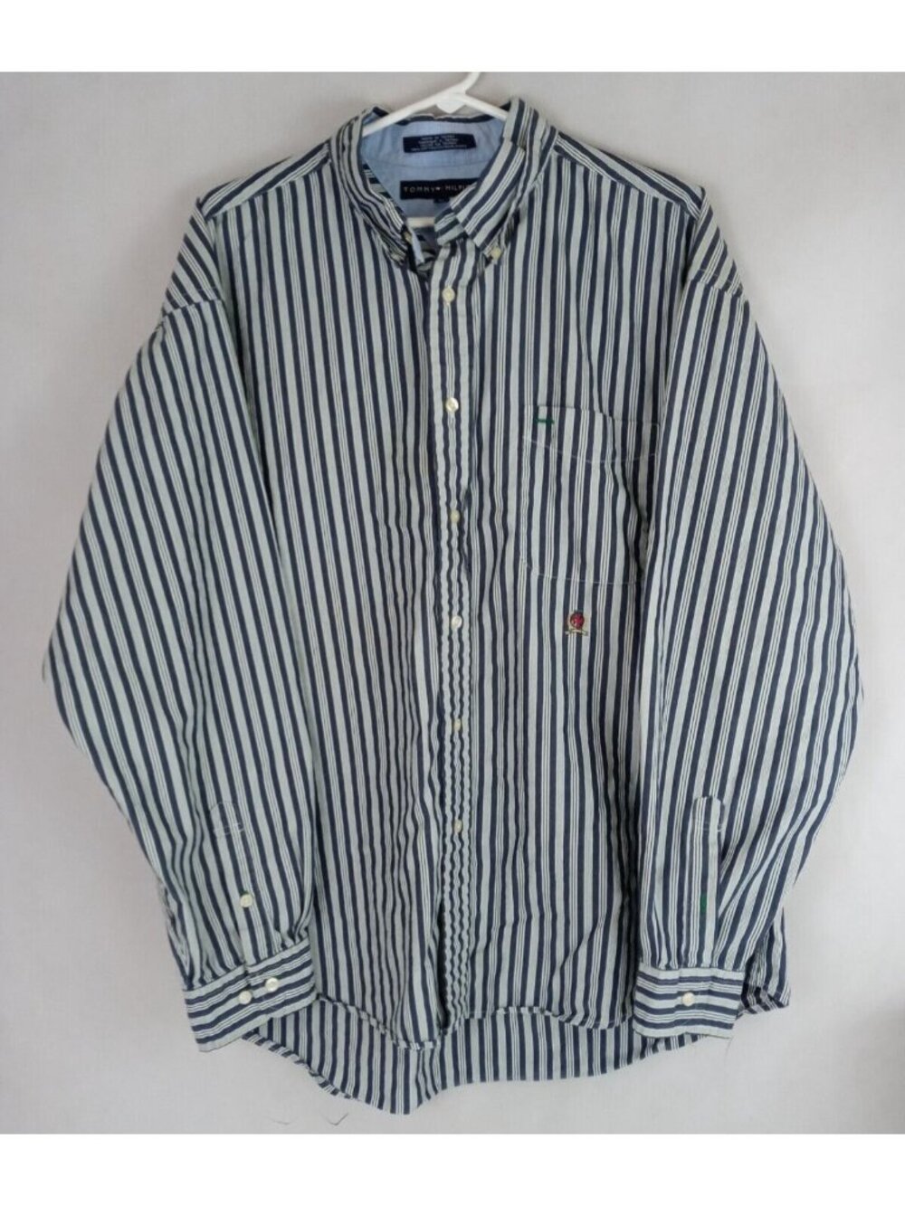 Vintage Tommy Hilfiger Men's Striped Long Sleeve Dress Shirt Size XL